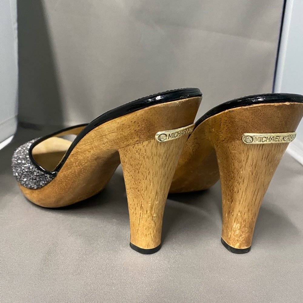 Michael Michael Kors Silver Glitter wood platform slide - Picture 4 of 5